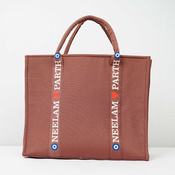 Personalised Brown Woody Handbag Tote Bag